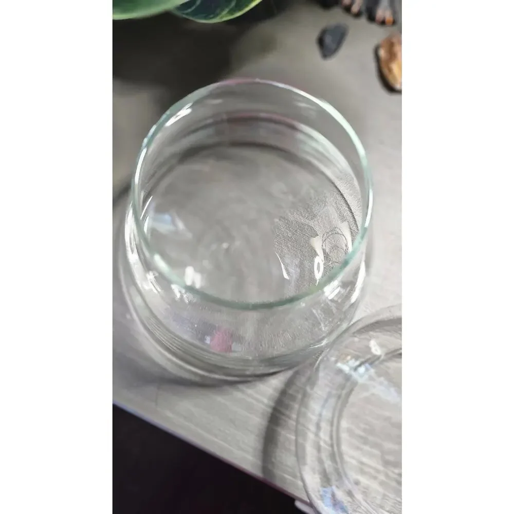 Libbey Clear Glass Mushroom Jar Lidded Apothecary Terrarium 70s Cottagecore